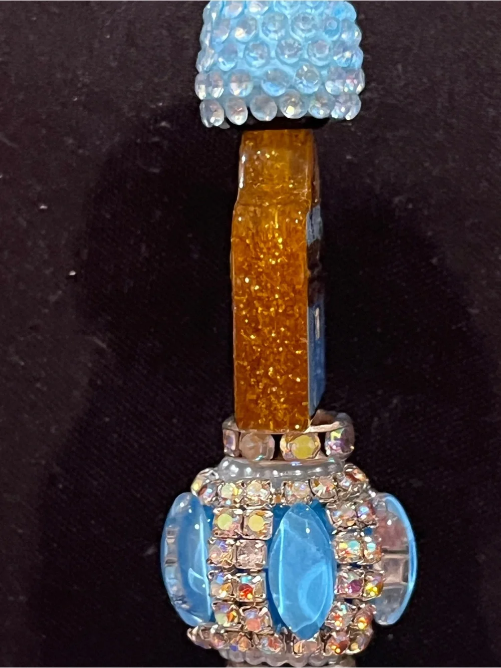Designer-inspired custom designed blue purse focal fancy beaded pen